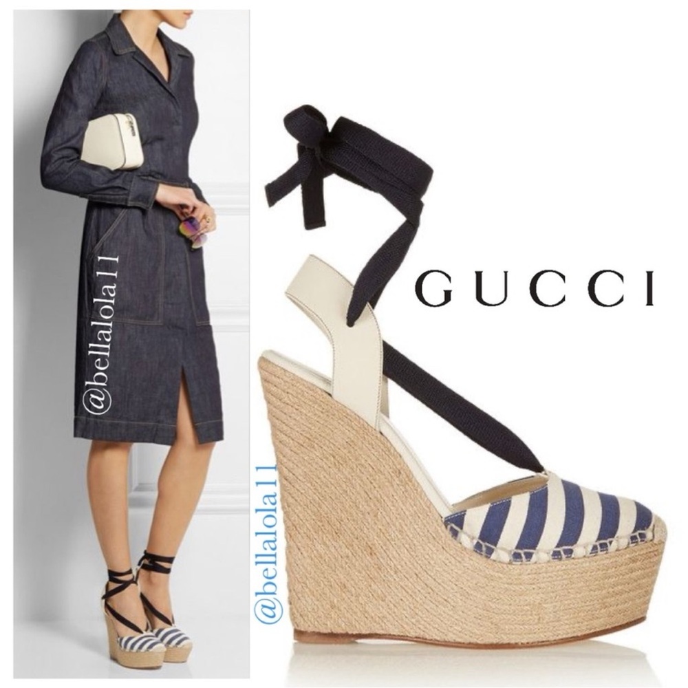 NEW IN BOX GUCCI WEDGE ESPADRILLES - Picture 11 of 12